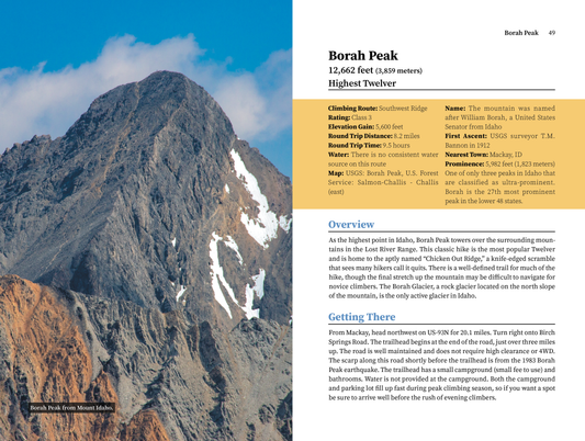 Pages 48 and 49 in Idaho Twelvers, showing the opening spread of Borah Peak