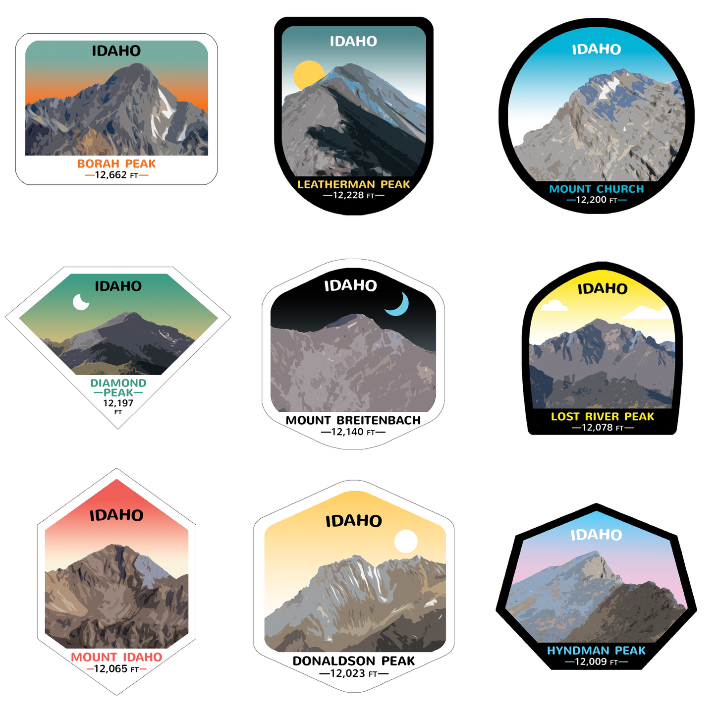 Idaho Twelvers Stickers (set of 10) (12ers)