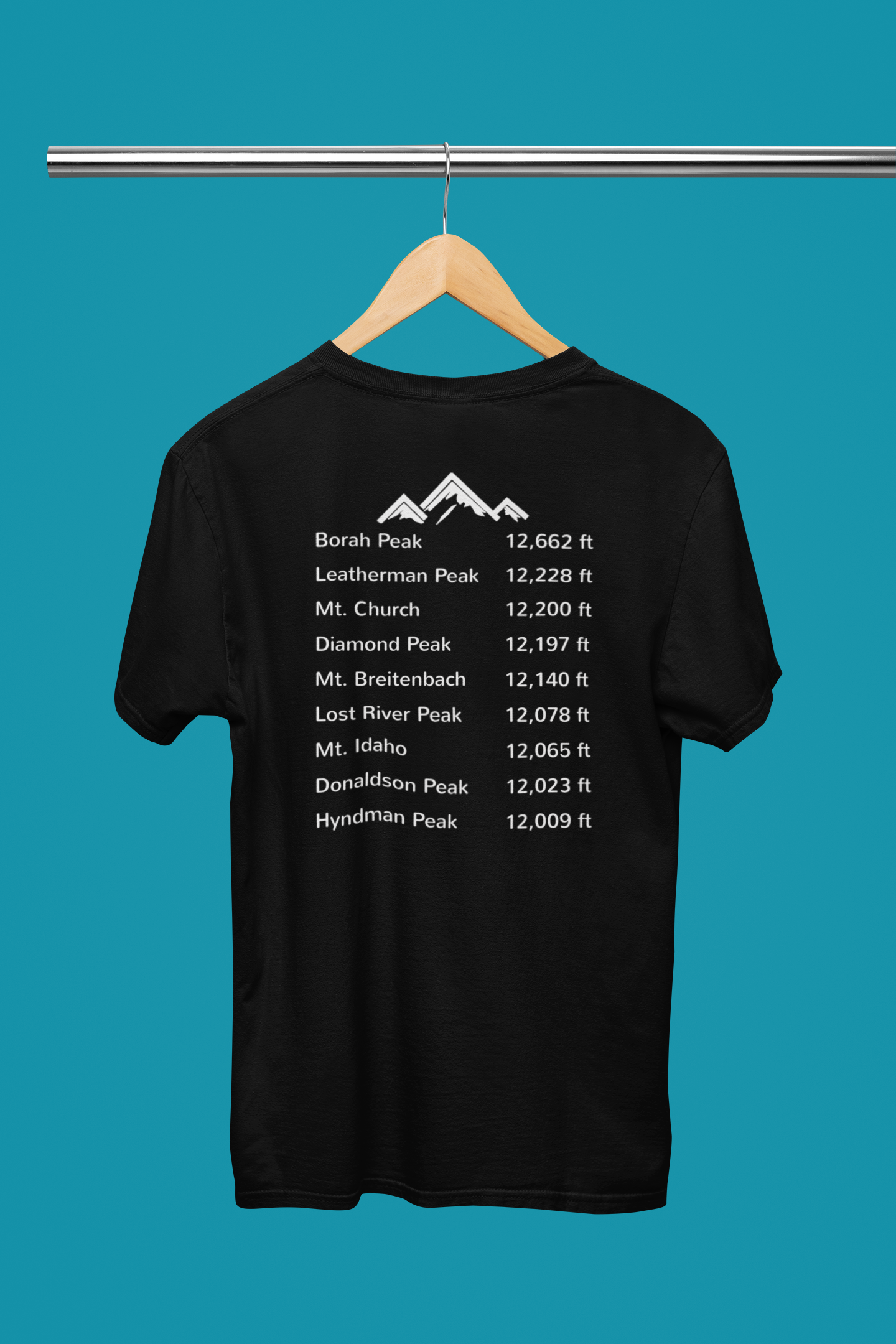 Men's Idaho 12ers Mountain Peaks T-shirt, screen printed with eco